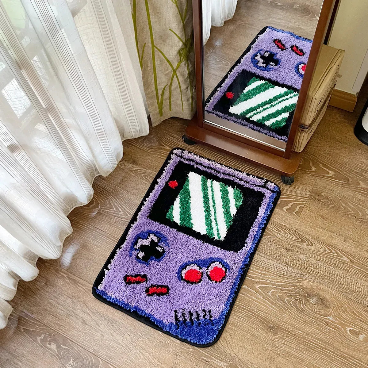 Hand-Held Game Device Tufted Rug Gameroom Funny Childhood Memories Flocking Carpet Floor anti Slip Doormat Aesthetic