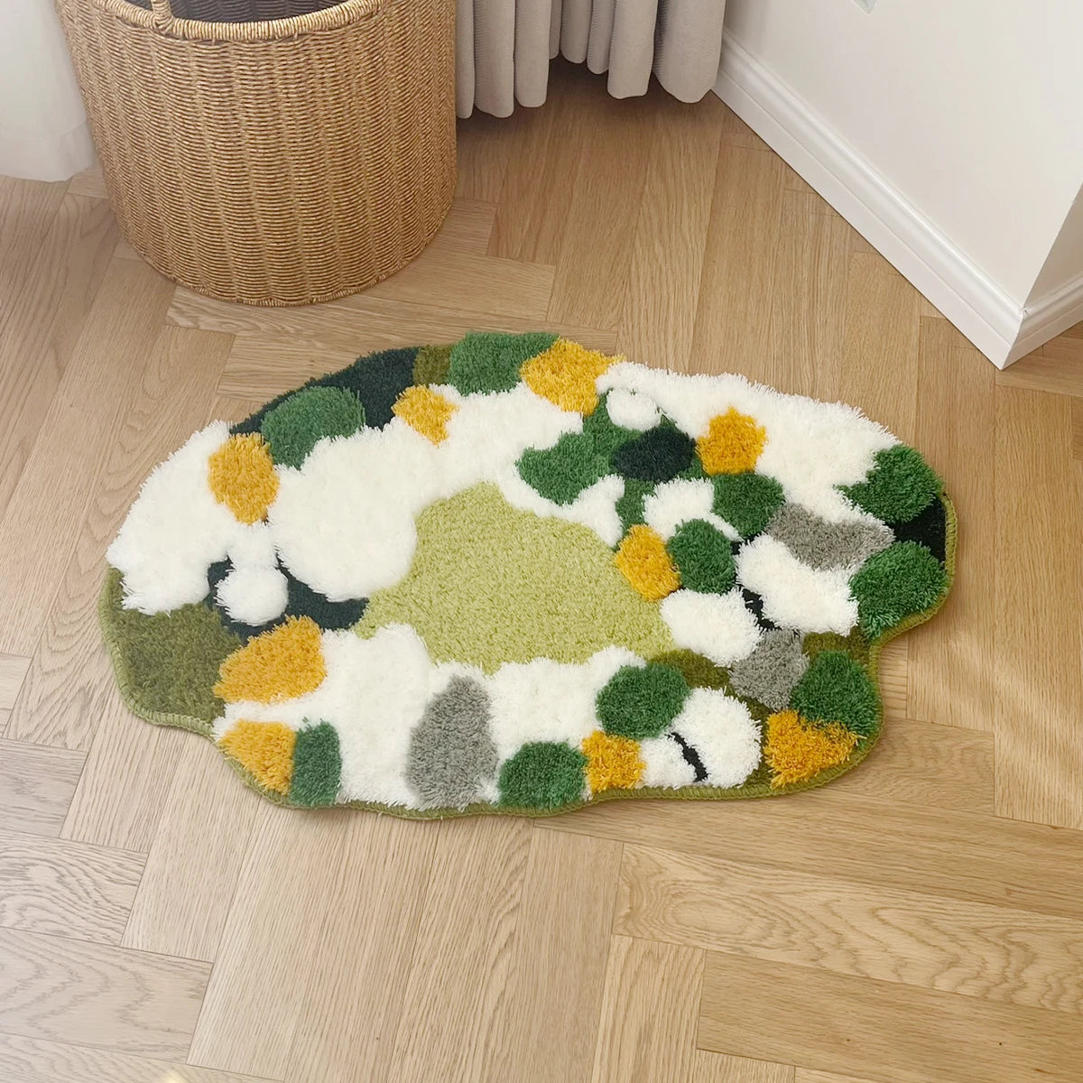 Tufting Moss Rug Fluffy Bedside Living Room Carpet Function Bedroom Floor Green Mat anti Slip Foot Pad Aesthetic Home Decor
