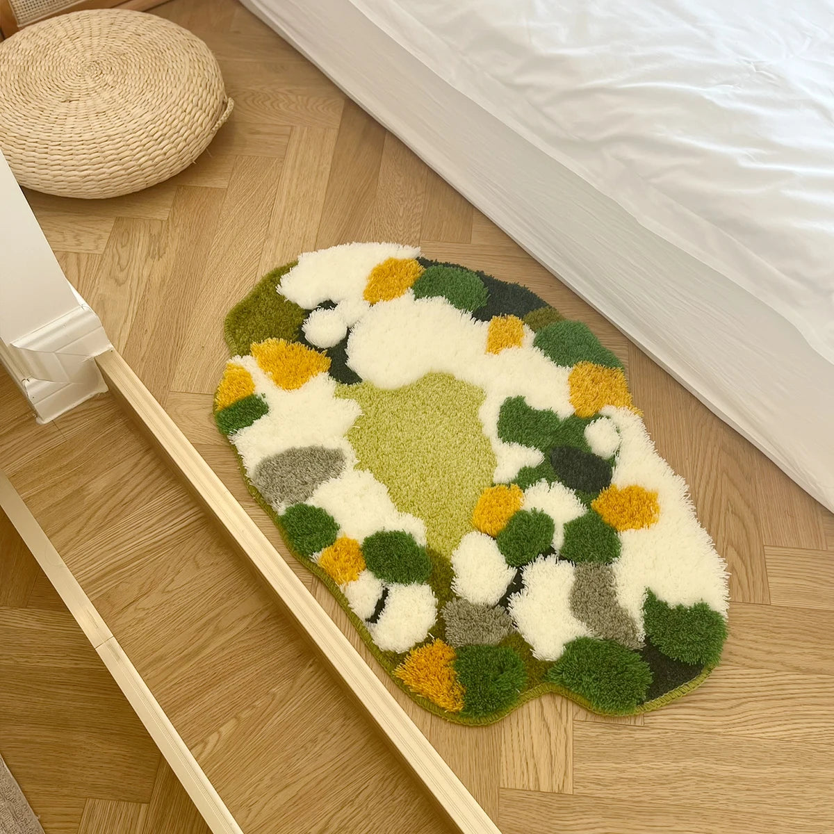 Tufting Moss Rug Fluffy Bedside Living Room Carpet Function Bedroom Floor Green Mat anti Slip Foot Pad Aesthetic Home Decor